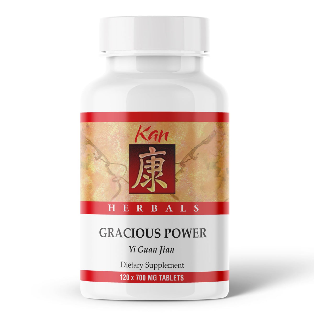 Kan Herbals Gracious Power bottle highlights traditional blend for daily balance and calm.