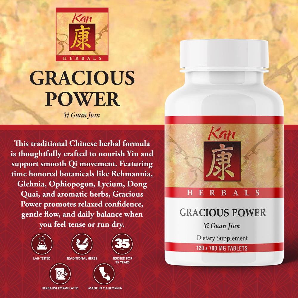 Kan Herbals Gracious Power tablets closeup suggests a convenient path to relaxed mood.
