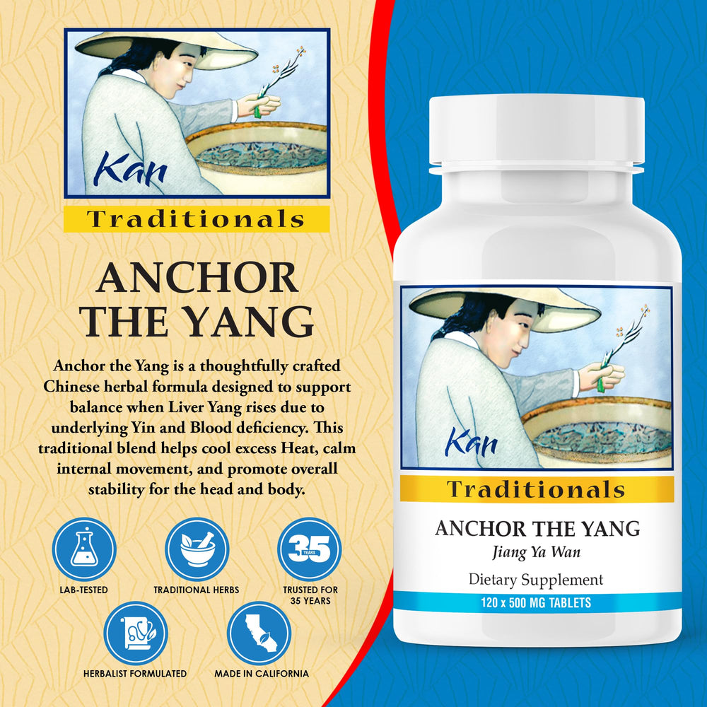 Kan Herbs Anchor the Yang 120 tabs label detail showing authentic herbs