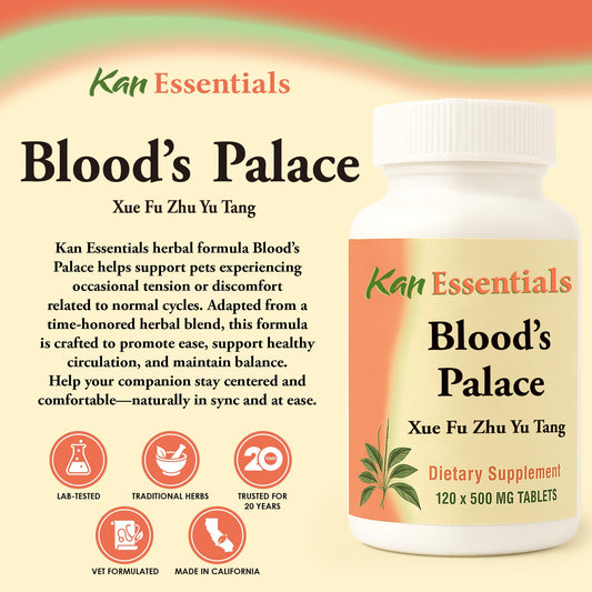 Blood’s Palace tablets close-up shows natural herbal composition for balance.