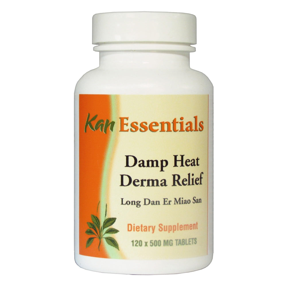 Kan Herbs Damp Heat Derma Relief bottle showing herbal formula for animal skin support
