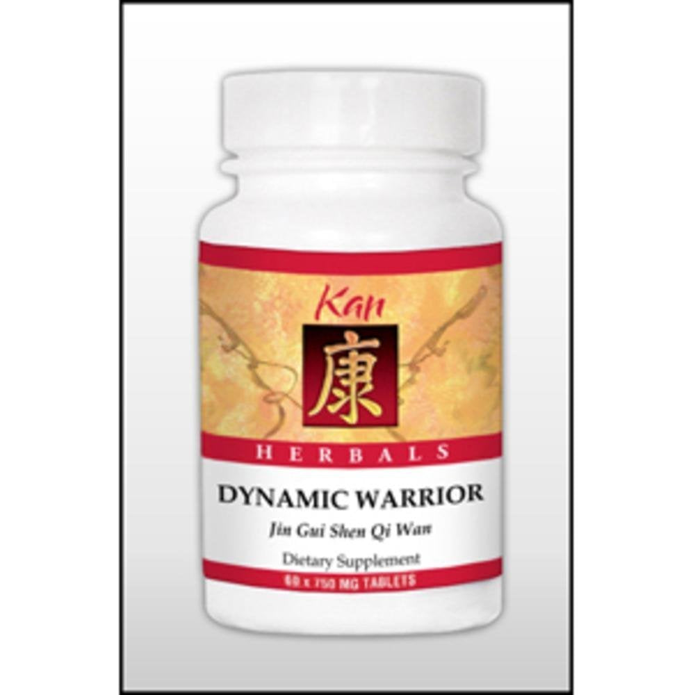 Kan Herbs Dynamic Warrior 60 tablets bottle close-up for daily wellness support.