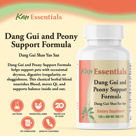 Kan Herbs Essentials pet blend supporting comfortable digestion in animals.