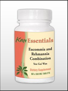 Kan Herbs Essentials Eucommia Rehmannia combination bottle supports animal vitality.