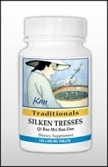 Kan Herbs - Traditionals Silken Tresses tablets in bottle support healthy hair appearance