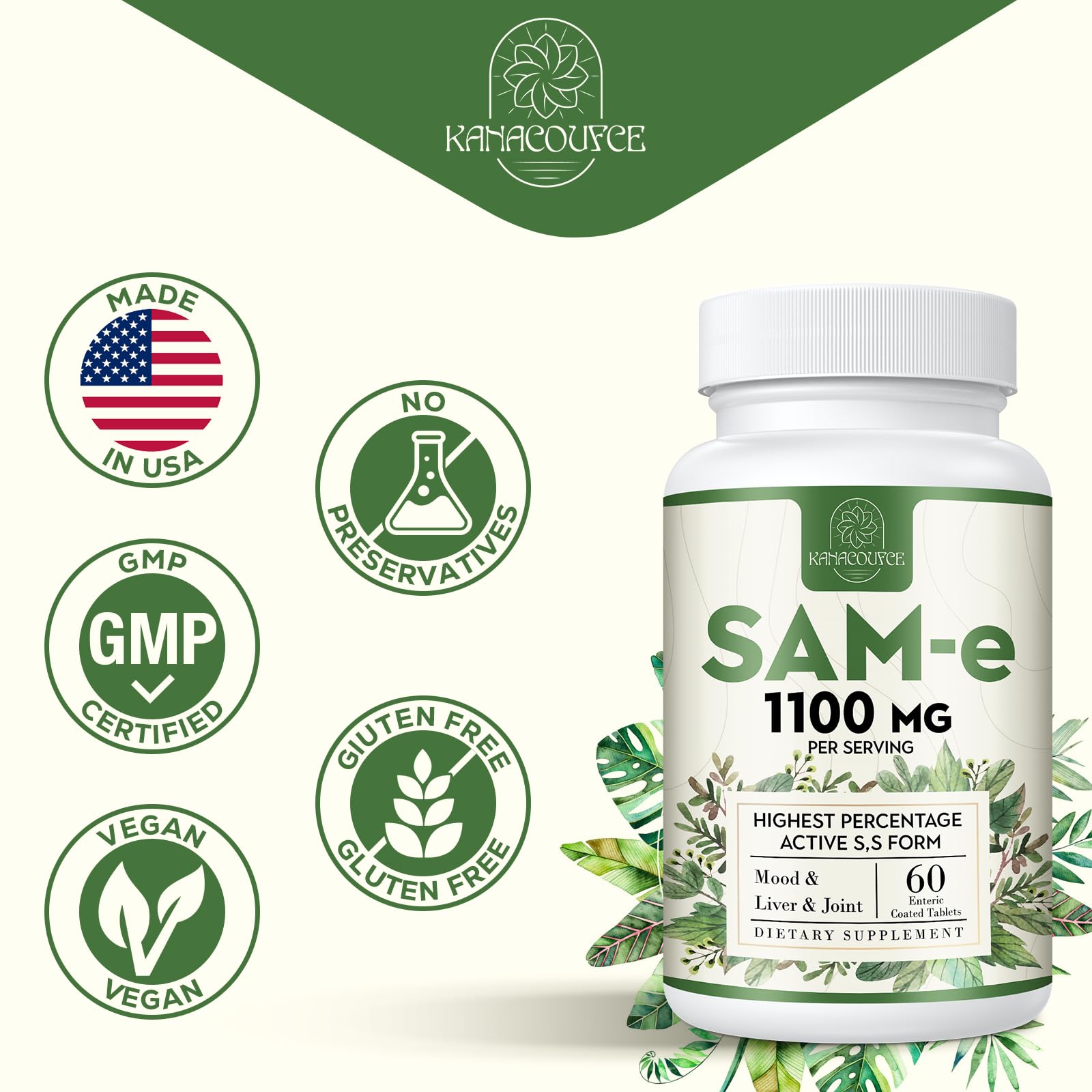 Kanacoufce SAM-e 1100mg use-occasion for daily routine.