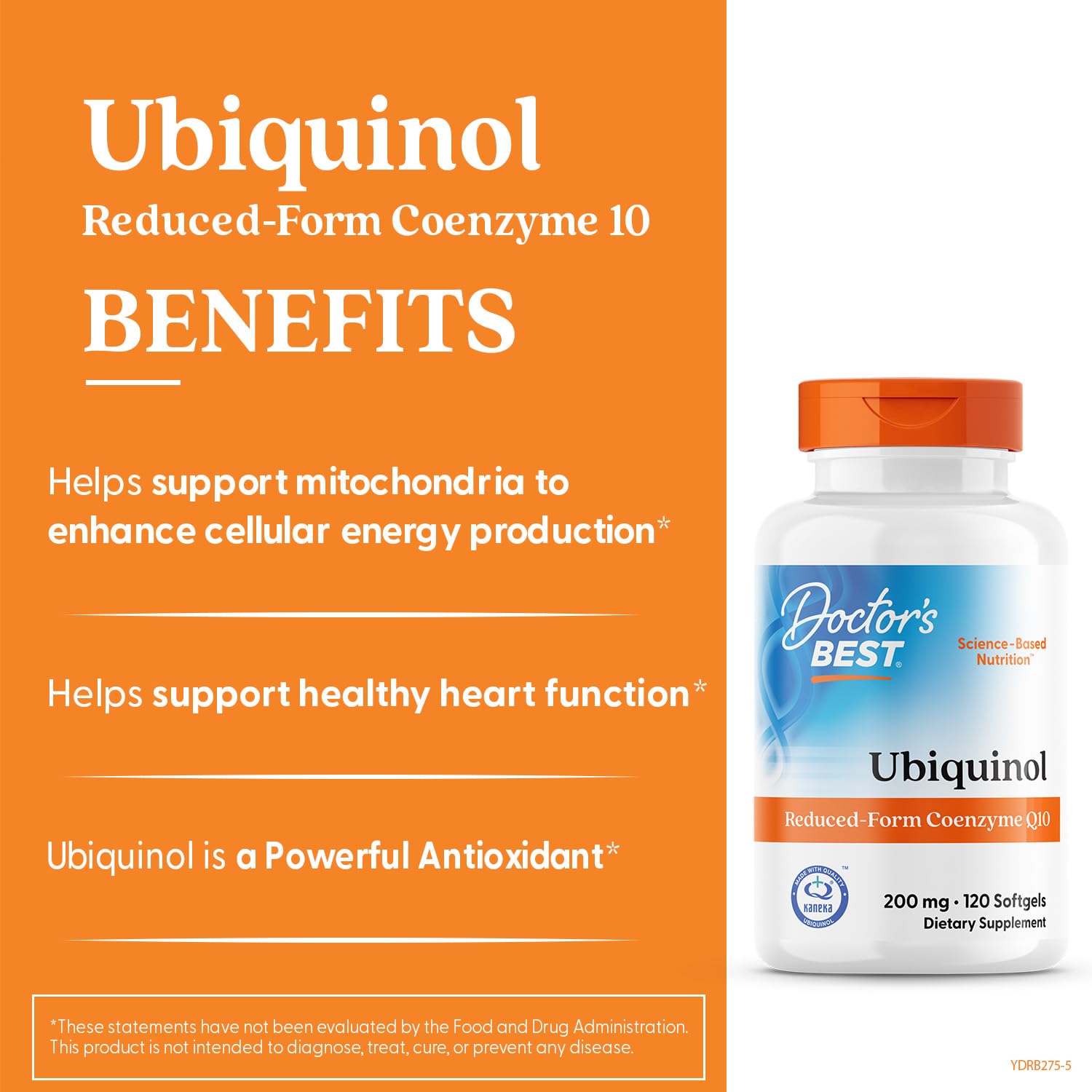 Kaneka ubiquinol 200 mg pack shot emphasizes packaging and dosage.