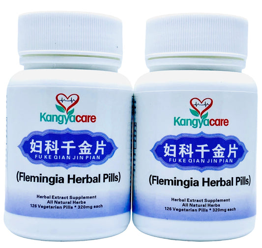 Kangyacare Qian Jin Pian bottle packaging showing two-bottle set for natural women's wellness.