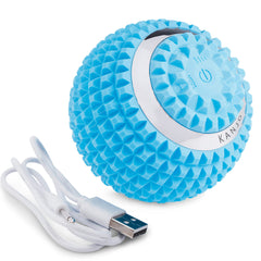 Kanjo vibrating acupressure ball in use on the foot for targeted relief.