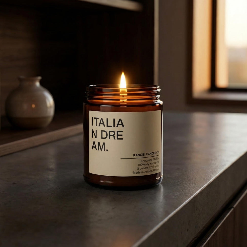 Kanobi Candle Co. candle lit creating inviting ambience in any space.