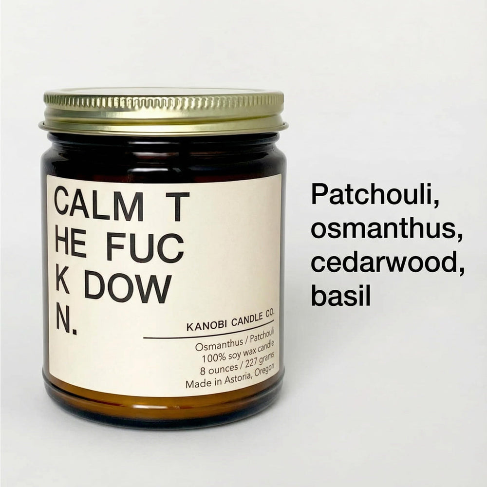Kanobi Candle Co. Patchouli Osmanthus cotton-wick candle ready for a clean-burning experience