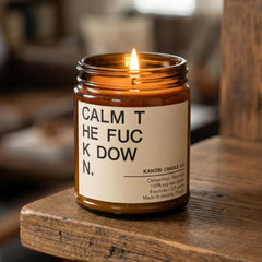 Kanobi Candle Co. Patchouli Osmanthus label emphasizes USA-made craftsmanship