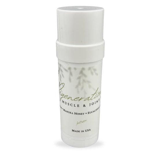KANU Regeneration Balm bottle prepared for targeted relief and soothing application.