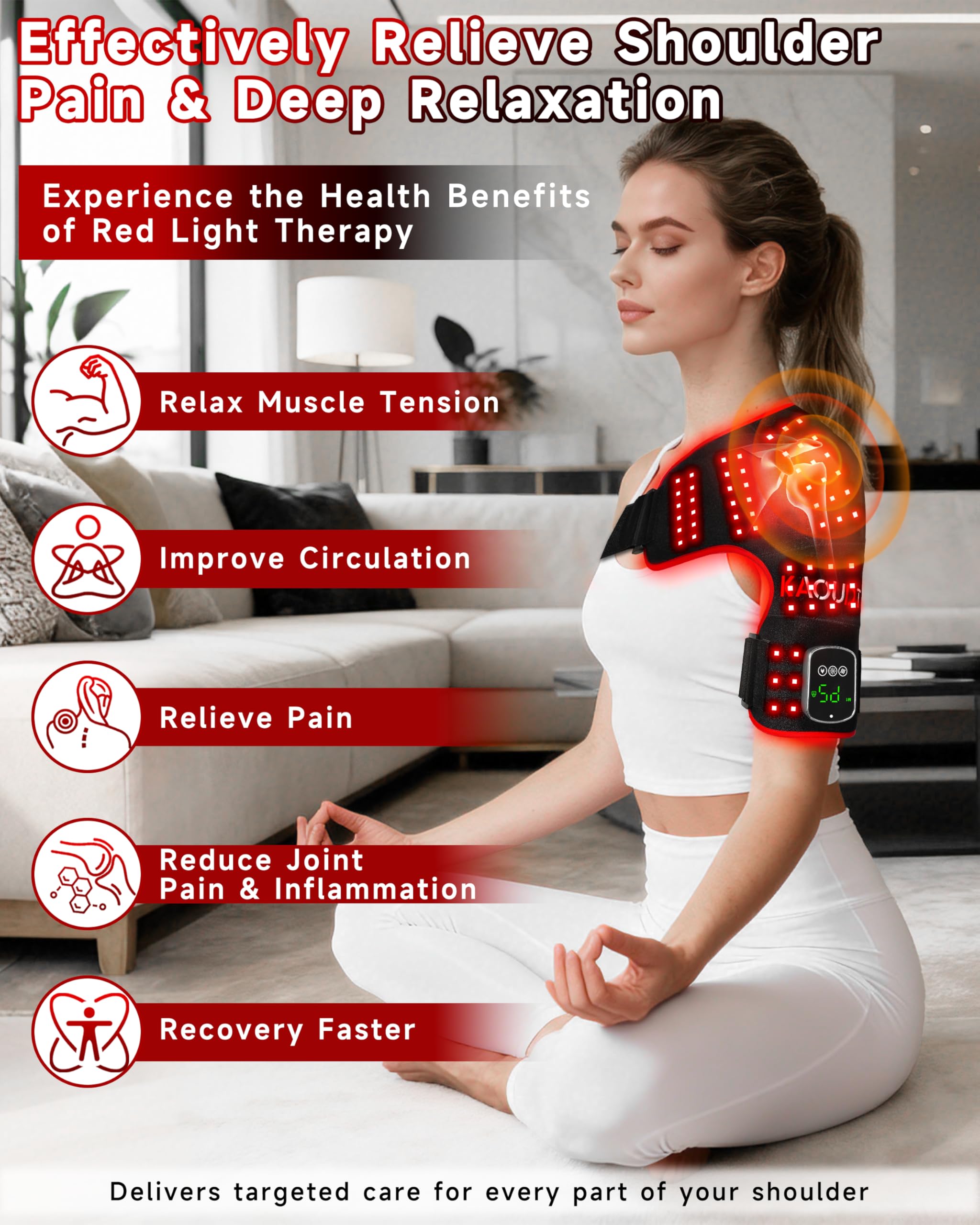 Cordless Kaoudt therapy pad powered by 5000mAh battery enables portability.