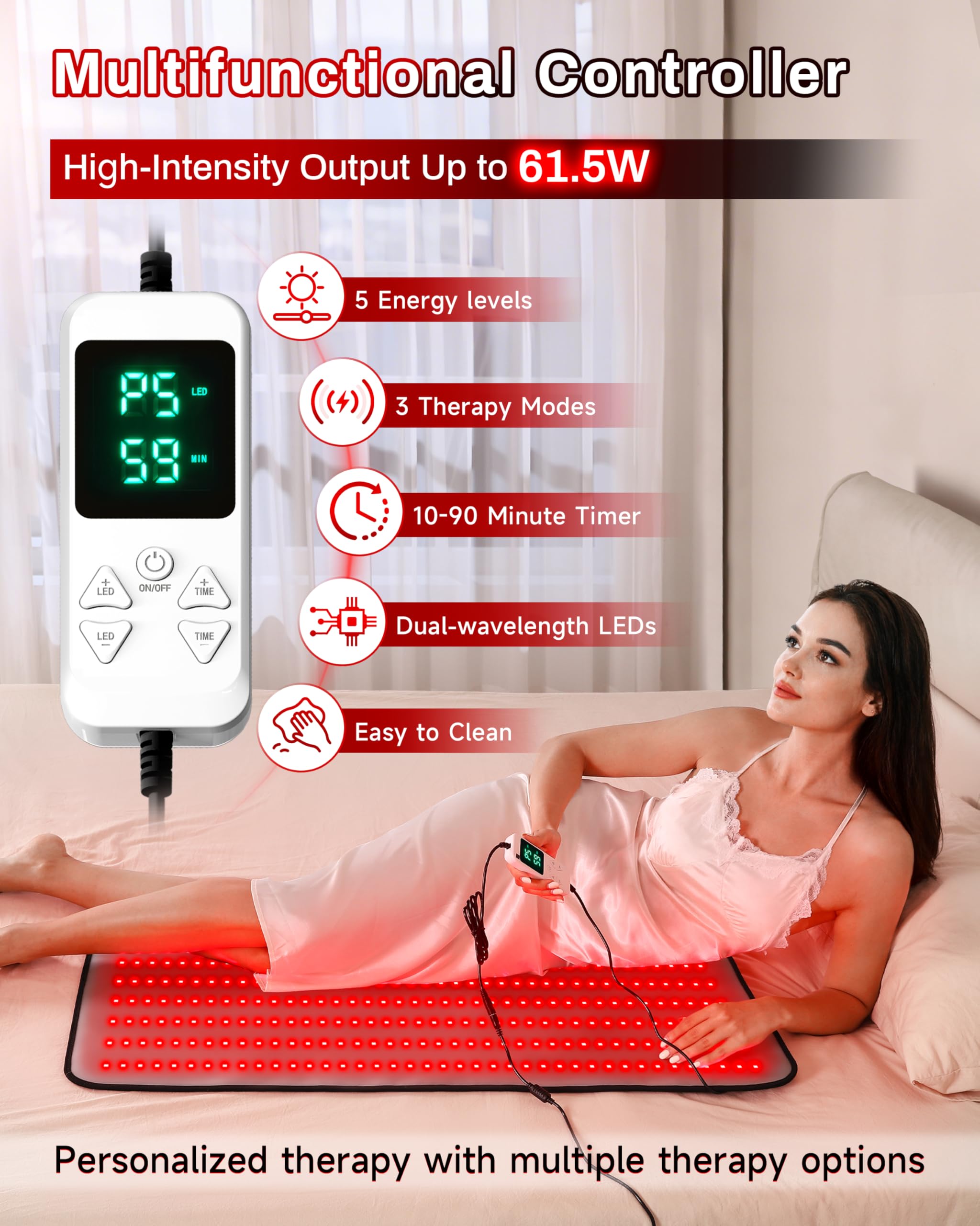 Kaoudt Red Light Mat waterproof TPU surface for easy cleaning.