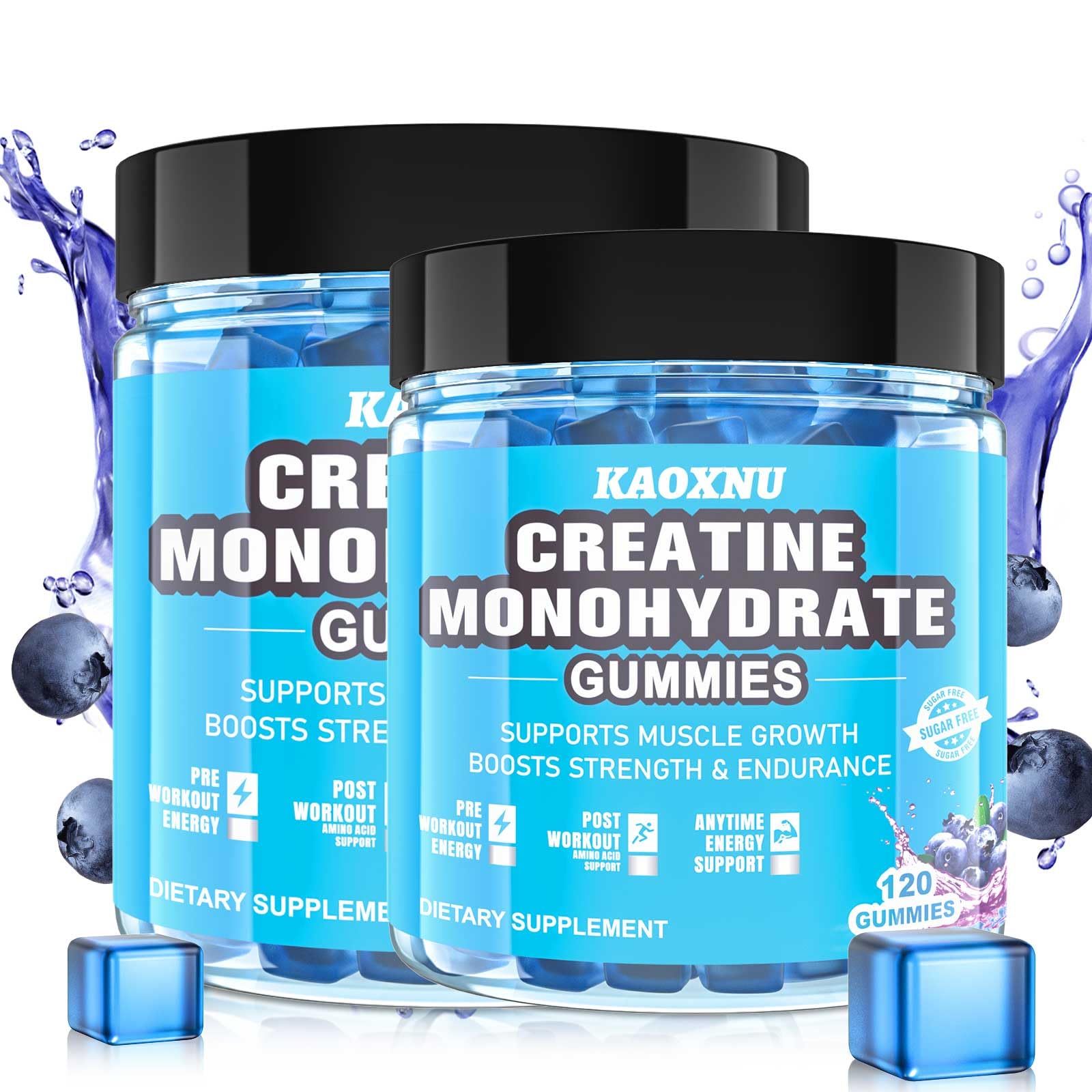 KAOXNU Creatine Gummies 120ct bottle for convenient daily energy support.