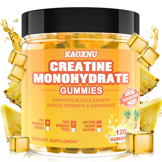 KAOXNU Creatine Monohydrate Gummies bottle – sugar-free vegan formula for convenient training