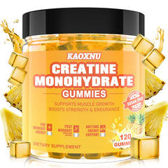 KAOXNU Creatine Monohydrate Gummies bottle – sugar-free vegan formula for convenient training