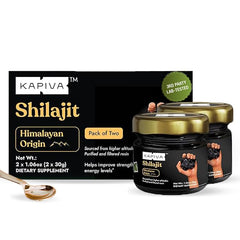 Kapiva Himalayan Shilajit resin jar close-up highlighting mineral-rich texture for daily vitality.