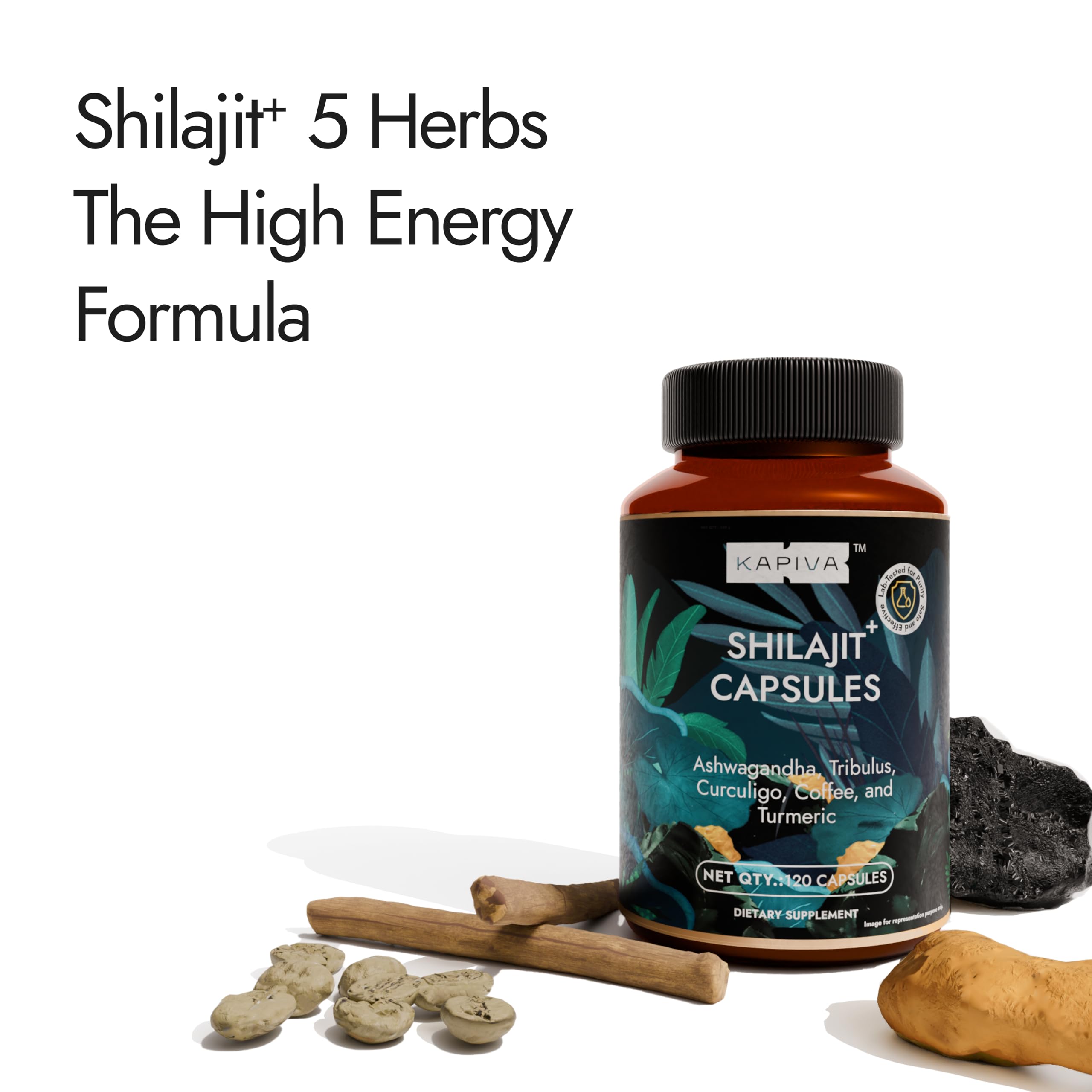 Kapiva Shilajit resin coffee extract visual hints at energy support.