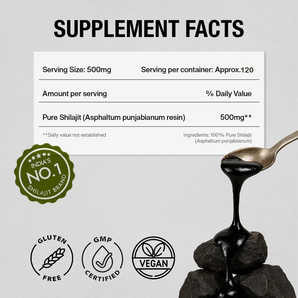 Close-up of mineral-rich particles in Kapiva Shilajit resin for nutrient density.