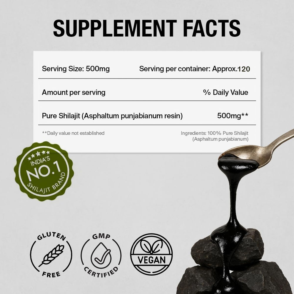 Close-up of mineral-rich particles in Kapiva Shilajit resin for nutrient density.