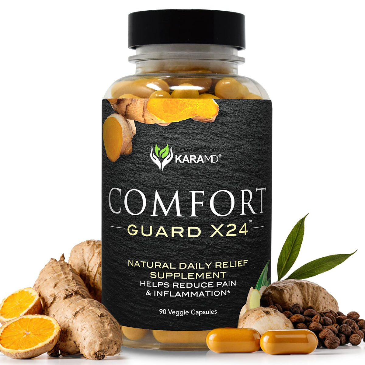 KaraMD Comfort Guard X24 bottle front view highlighting joint support potential.