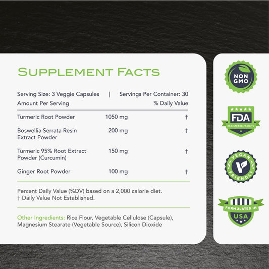KaraMD Comfort Guard X24 label close-up highlights turmeric and boswellia ingredients.