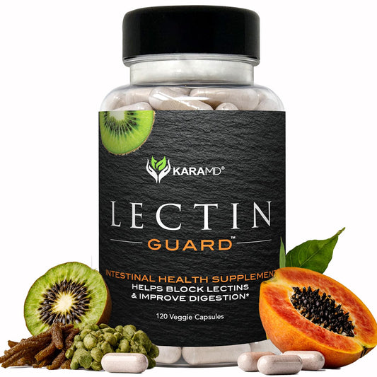 KaraMD Lectin Guard bottle with capsules supporting digestive comfort
