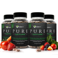 KaraMD Pure Nature greens blend bottle for daily energy and digestion support.
