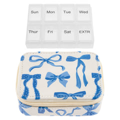 Karma travel pill case with removable compartment for easy cleaning and organization.
