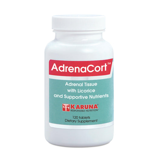 Karuna AdrenaCort bottle pour for convenient adrenal support and daily balance.
