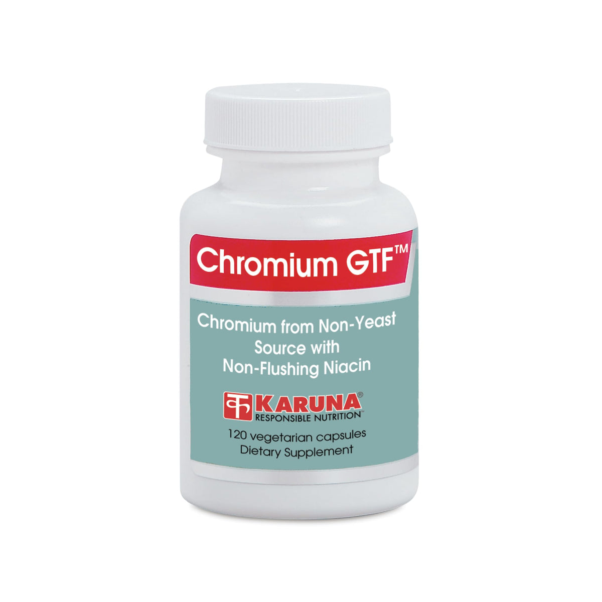 Karuna Chromium GTF bottle showcases a highly bioavailable formula for metabolic support.