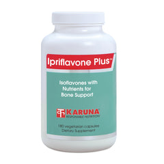 Karuna Ipriflavone Plus bottle front with 180 vegetarian capsules for bone health