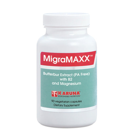 Karuna MigraMAXX bottle pour showing easy dosing for head comfort.
