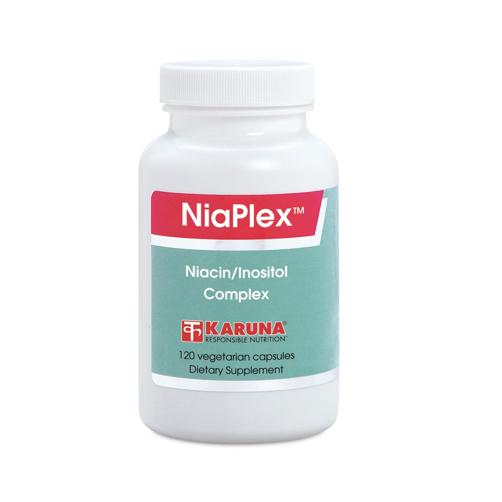 Karuna NiaPlex bottle with flush-free niacin capsules for daily wellness