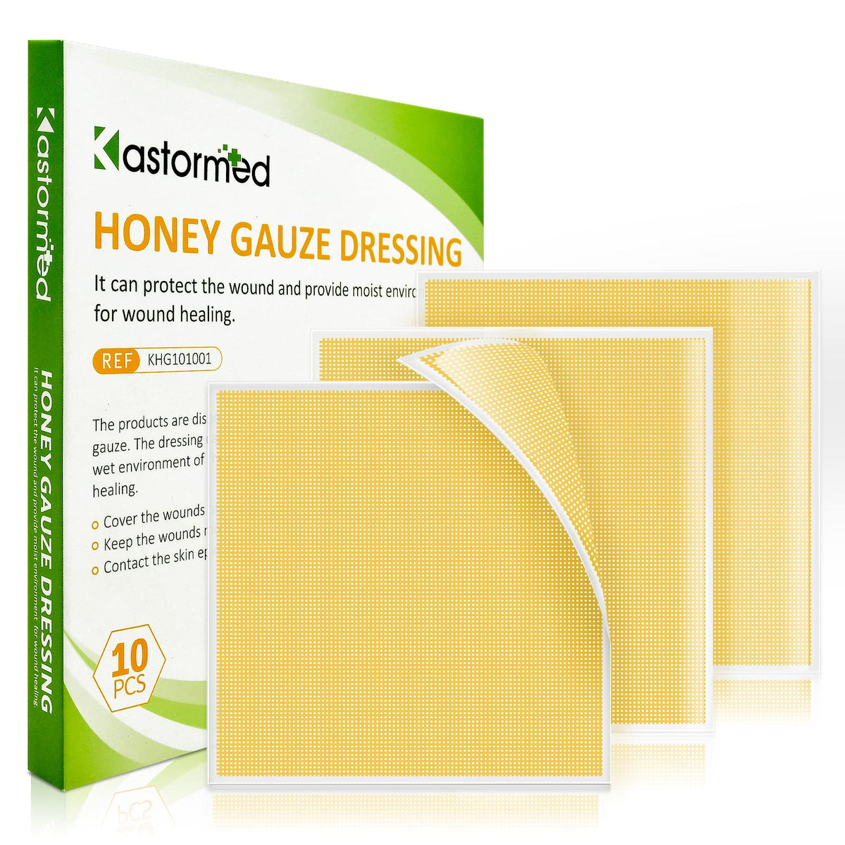 Kastormed honey gauze dressing packaging ready for sterile wound care.