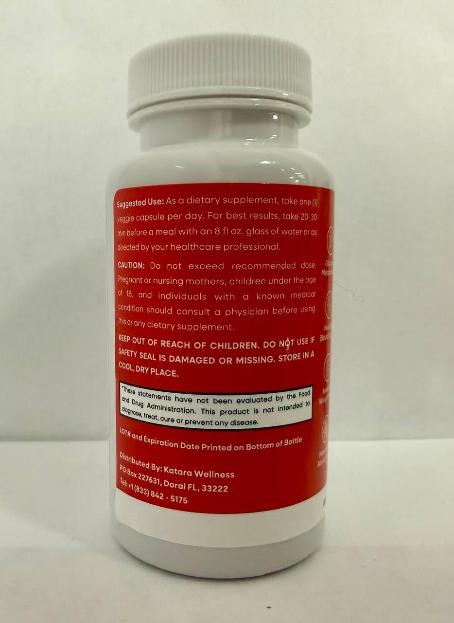 Katara Wellness Glyco capsules closeup reveals a vitamin and botanical blend.