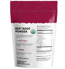 Scoop of Kate Naturals beet root powder showing fine texture for easy mixing.