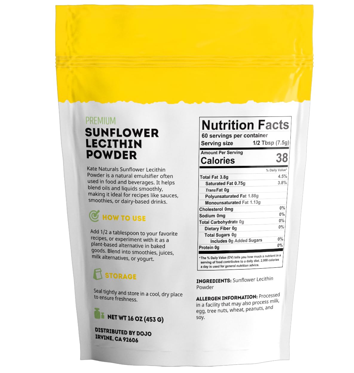 Kate Naturals lecithin powder used as baking emulsifier for smooth batter.