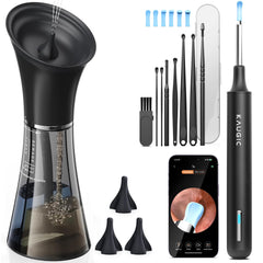 Kaugic ear wax removal kit with camera in use for guided cleaning