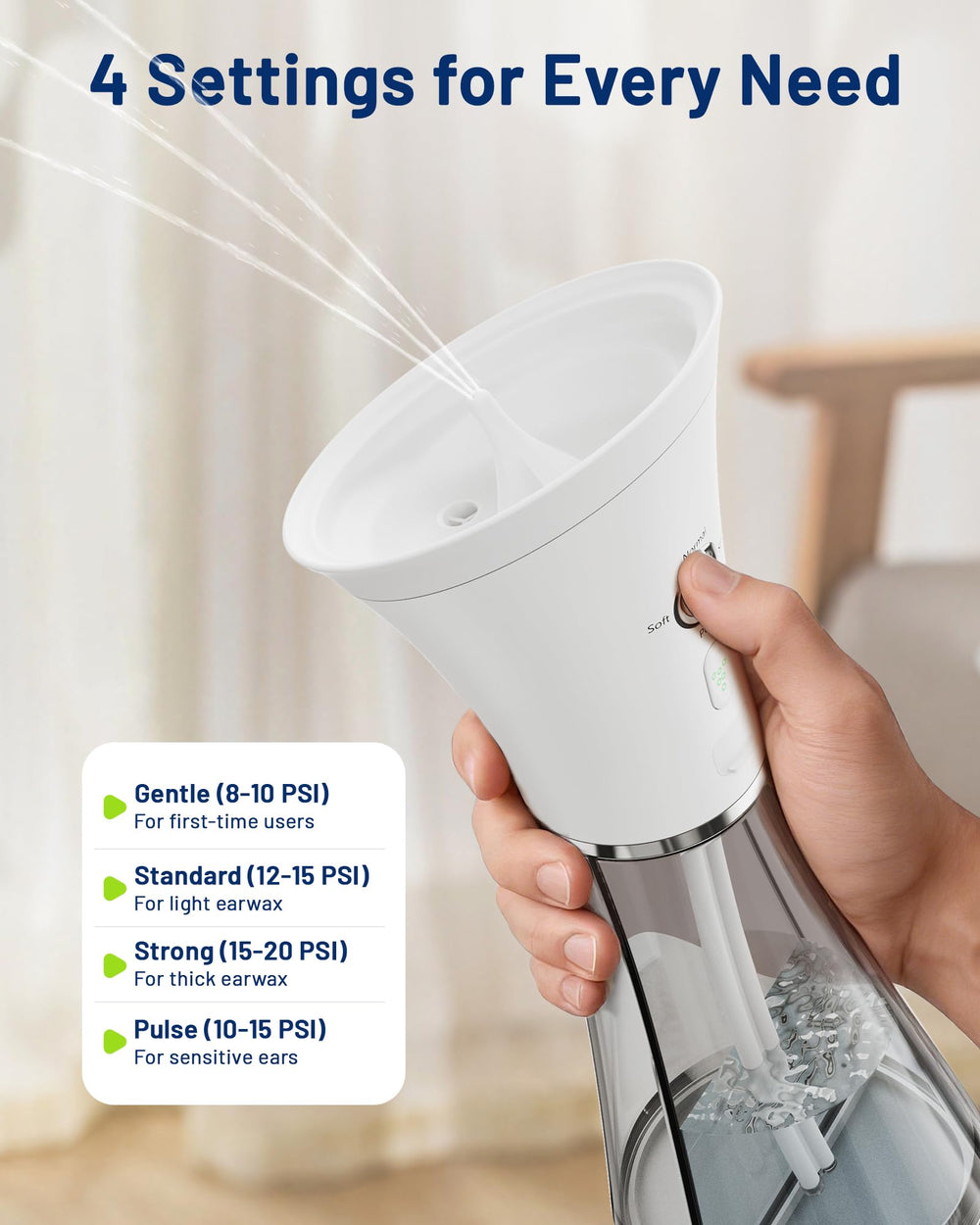 KAUGIC IPX7 waterproof ear-cleaner ready for shower use
