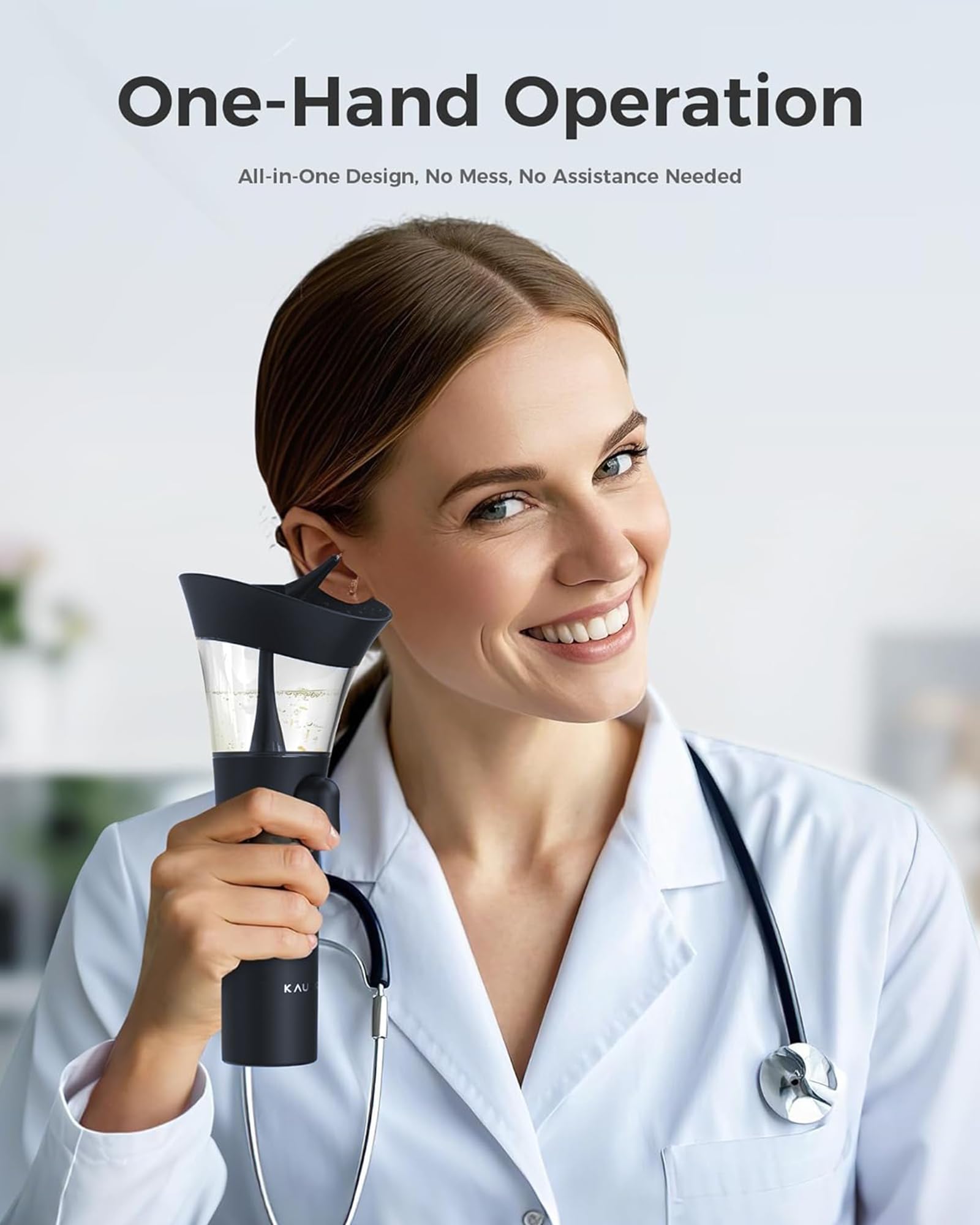 KAUGIC ear wax cleaner in hand demonstrating easy one-handed operation and comfortable grip