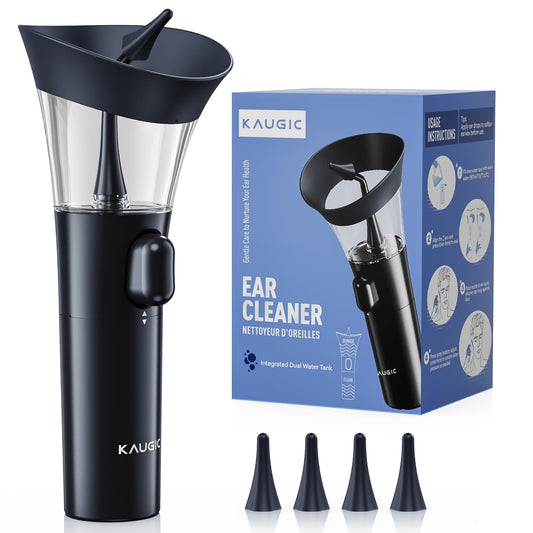 KAUGIC manual ear wax cleaner product shot showing sleek dark blue design for safe cleaning