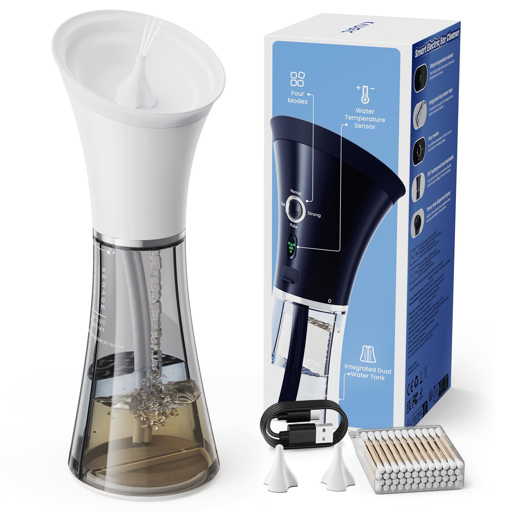 KAUGIC upgraded ear-wax removal with one-piece tank enables efficient water flow