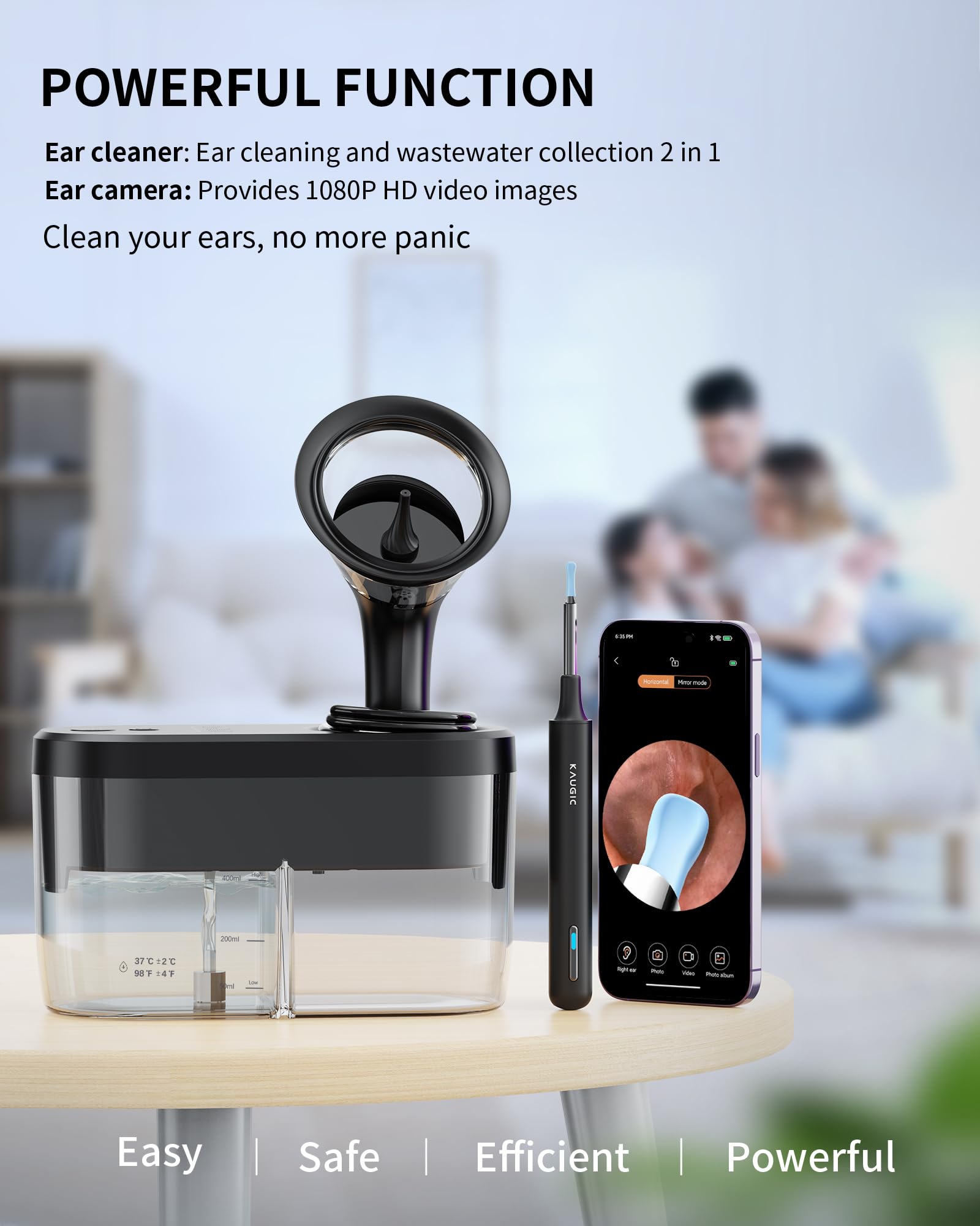 KAUGIC wireless otoscope links to phone for real-time monitoring.