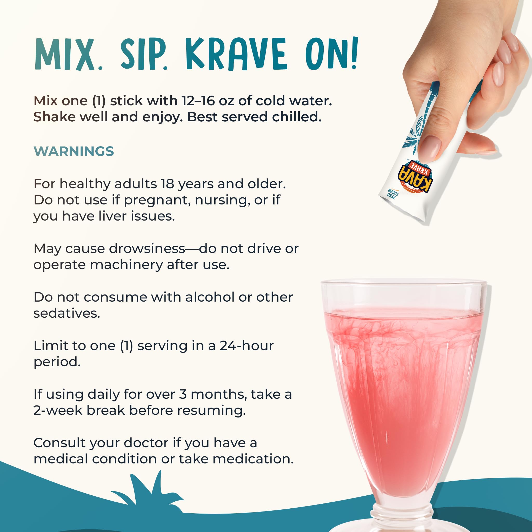 Kava Krave on-the-go morning mug highlights portable energy without caffeine crash.