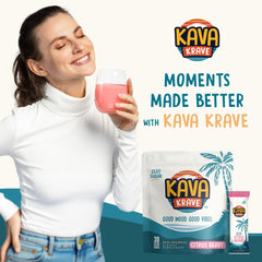 Kava Krave pour into glass shows easy preparation anytime anywhere.