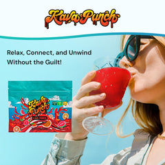 KAVA PUNCH label emphasizes natural ingredients and low calories.