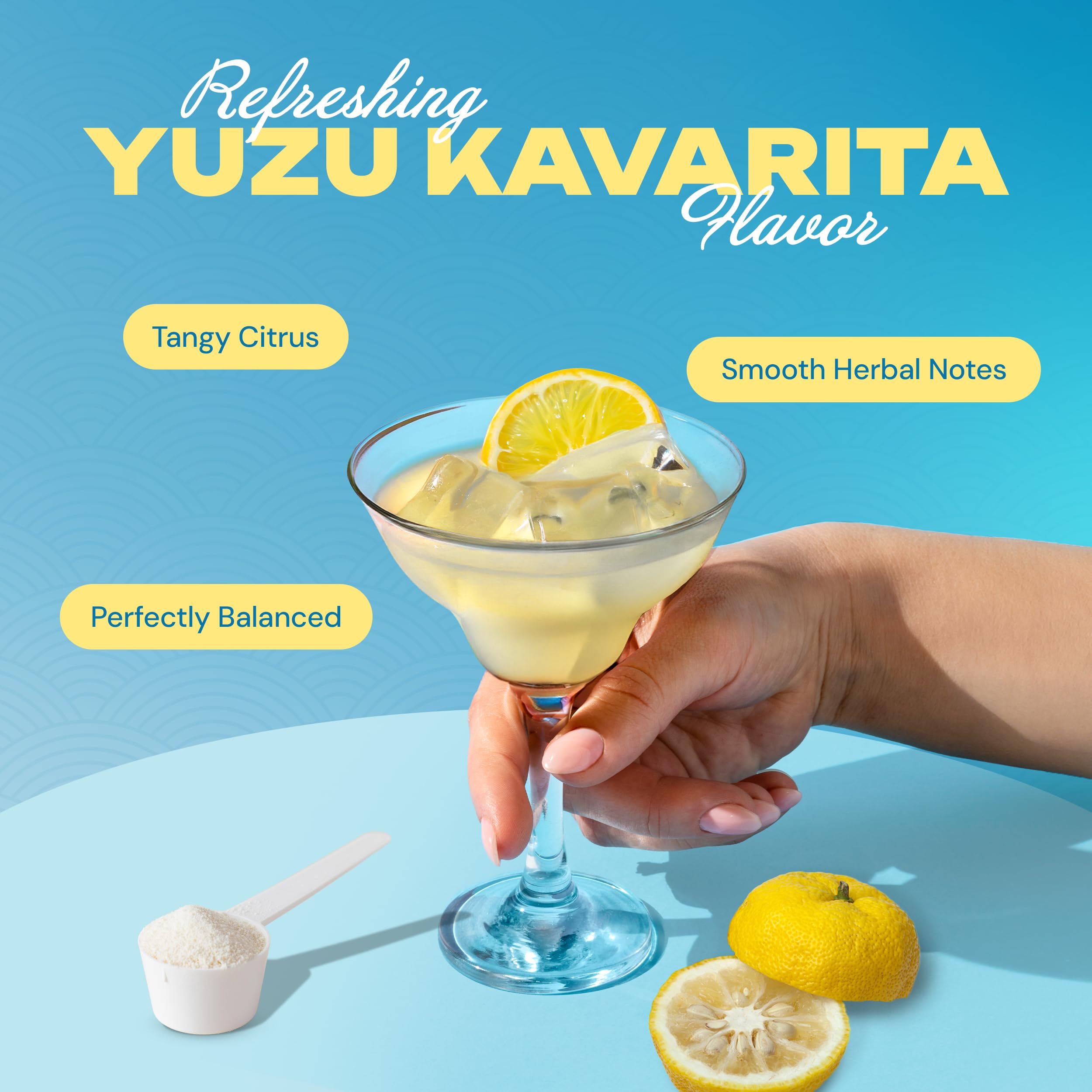 KAVA PUNCH Kava Drink Mix stirred into a cold beverage, perfect after work.